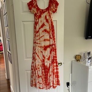Orange Tie-Dye Maxi Dress